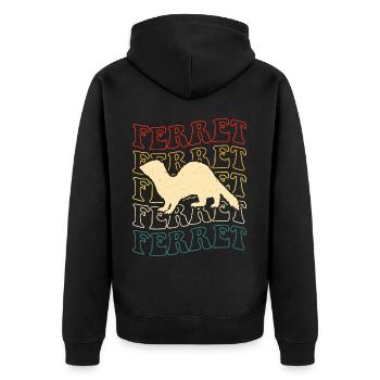 Frettchen - Unisex Premium Bio Zip Hoodie - Schwarz - Hinten - Nico (187cm)
