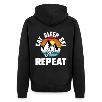 Ski Skifahren Skifahrer - Unisex Premium Bio Zip Hoodie - Schwarz - Hinten - Nico (187cm)