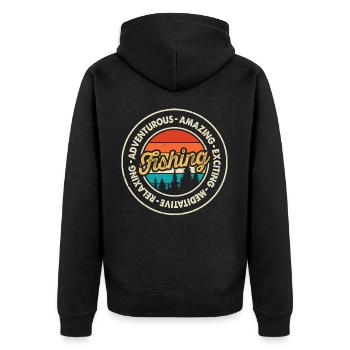 Angeln Angler Fischen - Unisex Premium Bio Zip Hoodie - Schwarz - Hinten - Nico (187cm)
