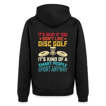 Discgolf Disc Golf - Unisex Premium Bio Zip Hoodie - Schwarz - Hinten - Nico (187cm)