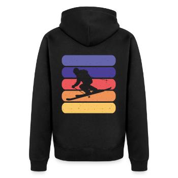 Ski Skifahren Skifahrer - Unisex Premium Bio Zip Hoodie - Schwarz - Hinten - Nico (187cm)