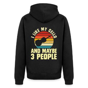 Violine Violinist - Unisex Premium Bio Zip Hoodie - Schwarz - Hinten - Nico (187cm)