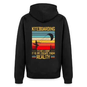 Kitesurf Kitesurfer Kiteboard Kitesurfen - Unisex Premium Bio Zip Hoodie - Schwarz - Hinten - Nico (187cm)
