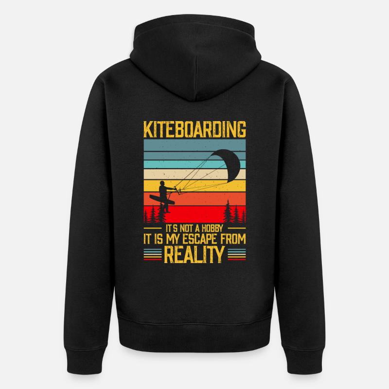 Kitesurf Kitesurfer Kiteboard Kitesurfing - Veste à capuche bio Premium Unisexe - noir