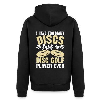 Discgolf Disc Golf - Unisex Premium Bio Zip Hoodie - Schwarz - Hinten - Nico (187cm)