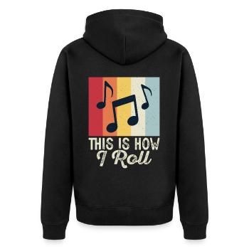 Partitions musicales Musiciens - Veste à capuche bio Premium Unisexe - noir - Dos - Nico (187cm)
