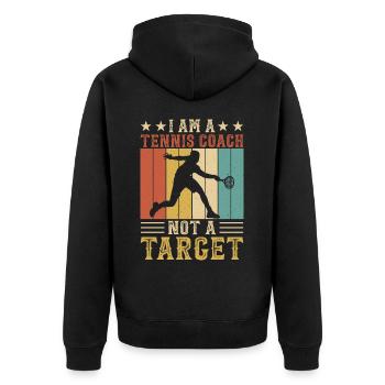 Tennis Trainer Coach - Unisex Premium Bio Zip Hoodie - Schwarz - Hinten - Nico (187cm)