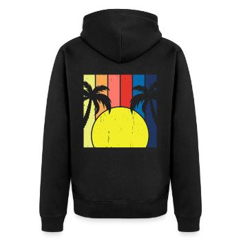 Palmiers Sunrise Retro Vintage - Veste à capuche bio Premium Unisexe - noir - Dos - Nico (187cm)