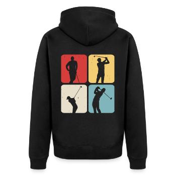 Golf Golfer - Unisex Premium Bio Zip Hoodie - Schwarz - Hinten - Nico (187cm)