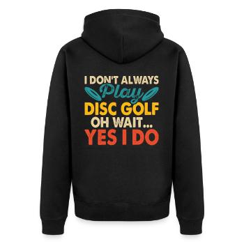 Discgolf Disc Golf - Unisex Premium Bio Zip Hoodie - Schwarz - Hinten - Nico (187cm)
