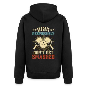 Pickleball - Unisex Premium Organic Zip Hoodie - black - Back - Nico (187cm)