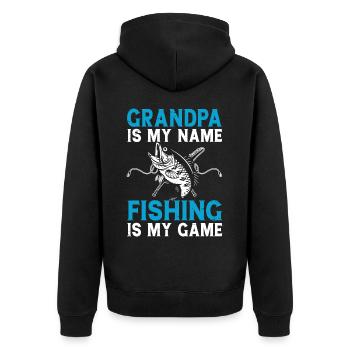 Opa Angeln Angler Fischen - Unisex Premium Bio Zip Hoodie - Schwarz - Hinten - Nico (187cm)