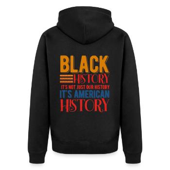 Mois de l’histoire des Noirs Histoire des Noirs - Veste à capuche bio Premium Unisexe - noir - Dos - Nico (187cm)
