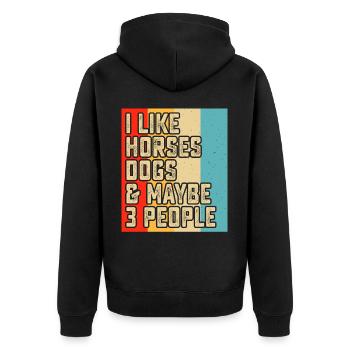 Pferde Hunde - Unisex Premium Bio Zip Hoodie - Schwarz - Hinten - Nico (187cm)