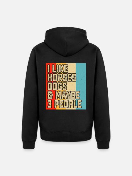 Pferde Hunde - Unisex Premium Bio Zip Hoodie - Schwarz