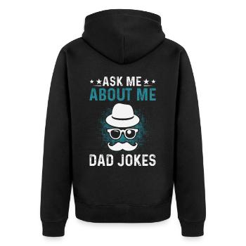 Papa Vater Vatertag Witze - Unisex Premium Bio Zip Hoodie - Schwarz - Hinten - Nico (187cm)