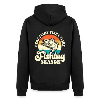 Angler - Unisex Premium Bio Zip Hoodie - Schwarz - Hinten - Nico (187cm)