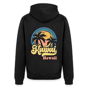 Hawaii - Unisex Premium Bio Zip Hoodie - Schwarz - Hinten - Nico (187cm)
