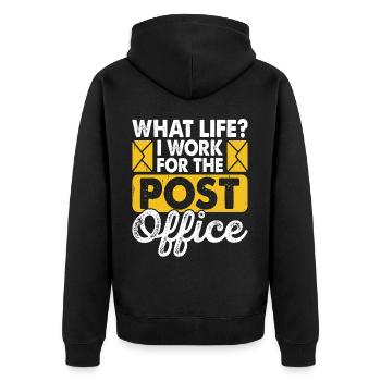 Briefträger Postbote - Unisex Premium Bio Zip Hoodie - Schwarz - Hinten - Nico (187cm)