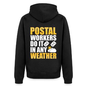 Briefträger Postbote - Unisex Premium Bio Zip Hoodie - Schwarz - Hinten - Nico (187cm)