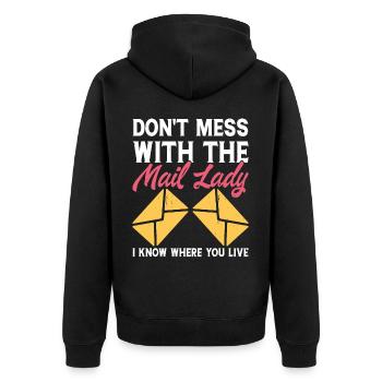 Briefträger Postbote - Unisex Premium Bio Zip Hoodie - Schwarz - Hinten - Nico (187cm)