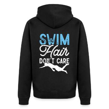 Swimming Swimmers - Unisex Premium Organic Zip Hoodie - black - Back - Nico (187cm)