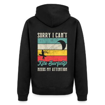 Kitesurf Kitesurfer Kiteboard Kitesurfen - Unisex Premium Bio Zip Hoodie - Schwarz - Hinten - Nico (187cm)