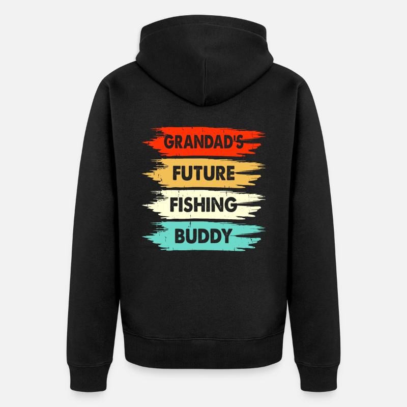Grands-pères futur compagnon de pêche - Veste à capuche bio Premium Unisexe - noir