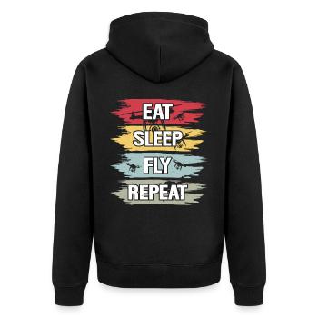 Skydiving - Unisex Premium Bio Zip Hoodie - Schwarz - Hinten - Nico (187cm)