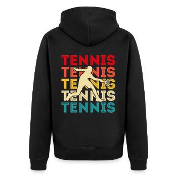Tennis - Unisex Premium Organic Zip Hoodie - black - Back - Nico (187cm)