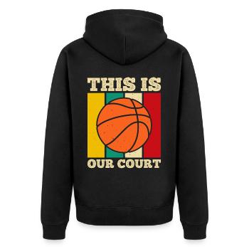 Basketball Basketballer - Unisex Premium Bio Zip Hoodie - Schwarz - Hinten - Nico (187cm)