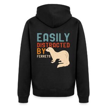 Frettchen - Unisex Premium Bio Zip Hoodie - Schwarz - Hinten - Nico (187cm)