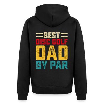 Discgolf Disc Golf Papa Vater - Unisex Premium Bio Zip Hoodie - Schwarz - Hinten - Nico (187cm)