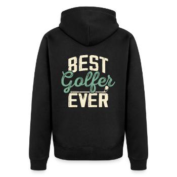 Golf Golfer - Unisex Premium Bio Zip Hoodie - Schwarz - Hinten - Nico (187cm)