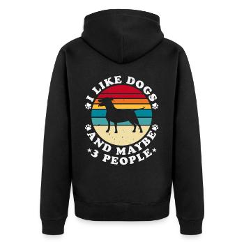 I Like Dogs And Mayber 3 People - Unisex Premium Bio Zip Hoodie - Schwarz - Hinten - Nico (187cm)