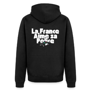 La France Aime Sa Police - Veste à capuche bio Premium Unisexe - noir - Dos - Nico (187cm)