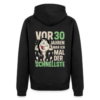 30. Geburtstag 30 Jahre War Ich Mal Der Schnellste - Unisex Premium Bio Zip Hoodie - Schwarz - Hinten - Nico (187cm)