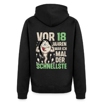 18. Geburtstag 18 Jahre War Ich Mal Der Schnellste - Unisex Premium Bio Zip Hoodie - Schwarz - Hinten - Nico (187cm)
