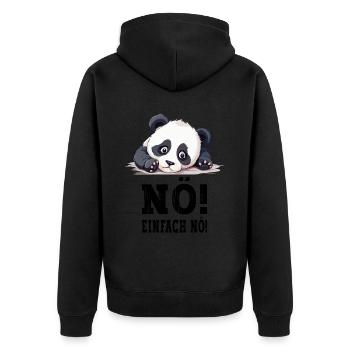 Nö Einfach Nö No Nein Panda Bär Süß Lustig Spruch - Unisex Premium Bio Zip Hoodie - Schwarz - Hinten - Nico (187cm)