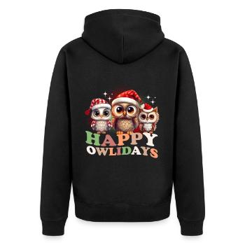 Happy Owlidays Hiboux de Noël - Veste à capuche bio Premium Unisexe - noir - Dos - Nico (187cm)