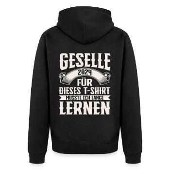 Geselle Gesellenprüfung 2024 - Unisex Premium Bio Zip Hoodie - Schwarz - Hinten - Nico (187cm)