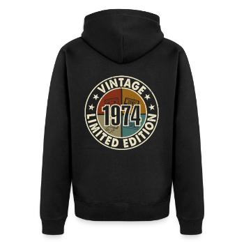 50e anniversaire 1974 millésime millésime - Veste à capuche bio Premium Unisexe - noir - Dos - Nico (187cm)
