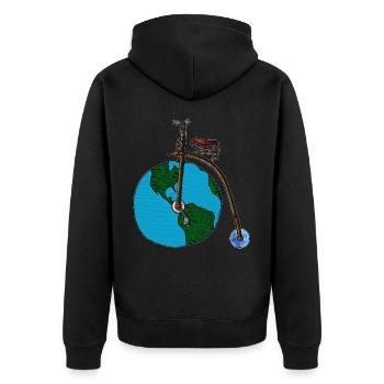 Sauvez la planète Terre Penny Farthing Bicycle Art - Veste à capuche bio Premium Unisexe - noir - Dos - Nico (187cm)