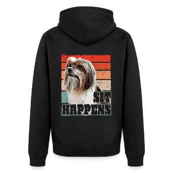 Biewer Terrier Drawing, Funny Saying - Unisex Premium Organic Zip Hoodie - black - Back - Nico (187cm)