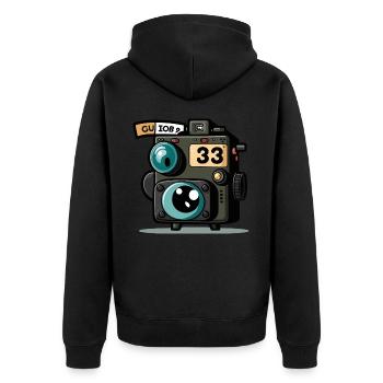 Der Shutterbug - Unisex Premium Bio Zip Hoodie - Schwarz - Hinten - Nico (187cm)