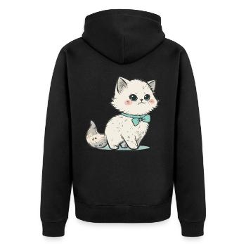 Das elegante Kätzchen - Unisex Premium Bio Zip Hoodie - Schwarz - Hinten - Nico (187cm)