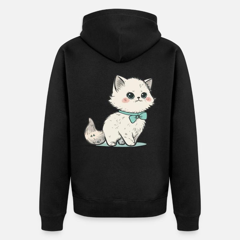 Das elegante Kätzchen - Unisex Premium Bio Zip Hoodie - Schwarz