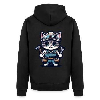 Artisan de chat mignon - Veste à capuche bio Premium Unisexe - noir - Dos - Nico (187cm)