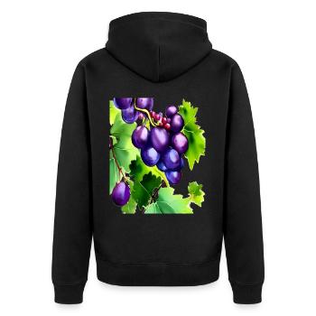 Grapes on a Vine - Unisex Premium Organic Zip Hoodie - black - Back - Nico (187cm)