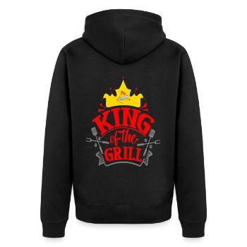 König des Grills - Unisex Premium Bio Zip Hoodie - Schwarz - Hinten - Nico (187cm)